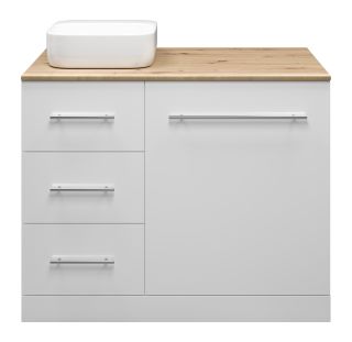 Напольная тумба под раковину Misty Респект под стиральную машину 110см левая белый/дуб Артизан